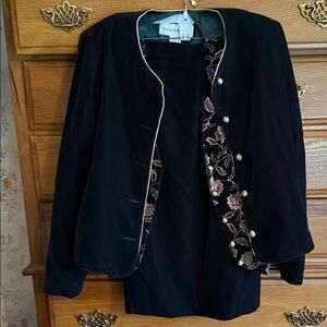 Vintage Norton Mcnaughton Dark Green Velvet Skirt Set